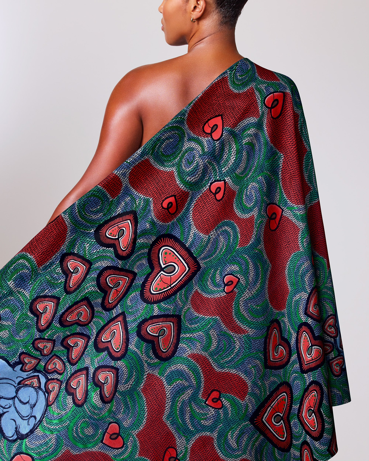 Vibrant one-shoulder wrap dress bold satin royal vlw2776.009