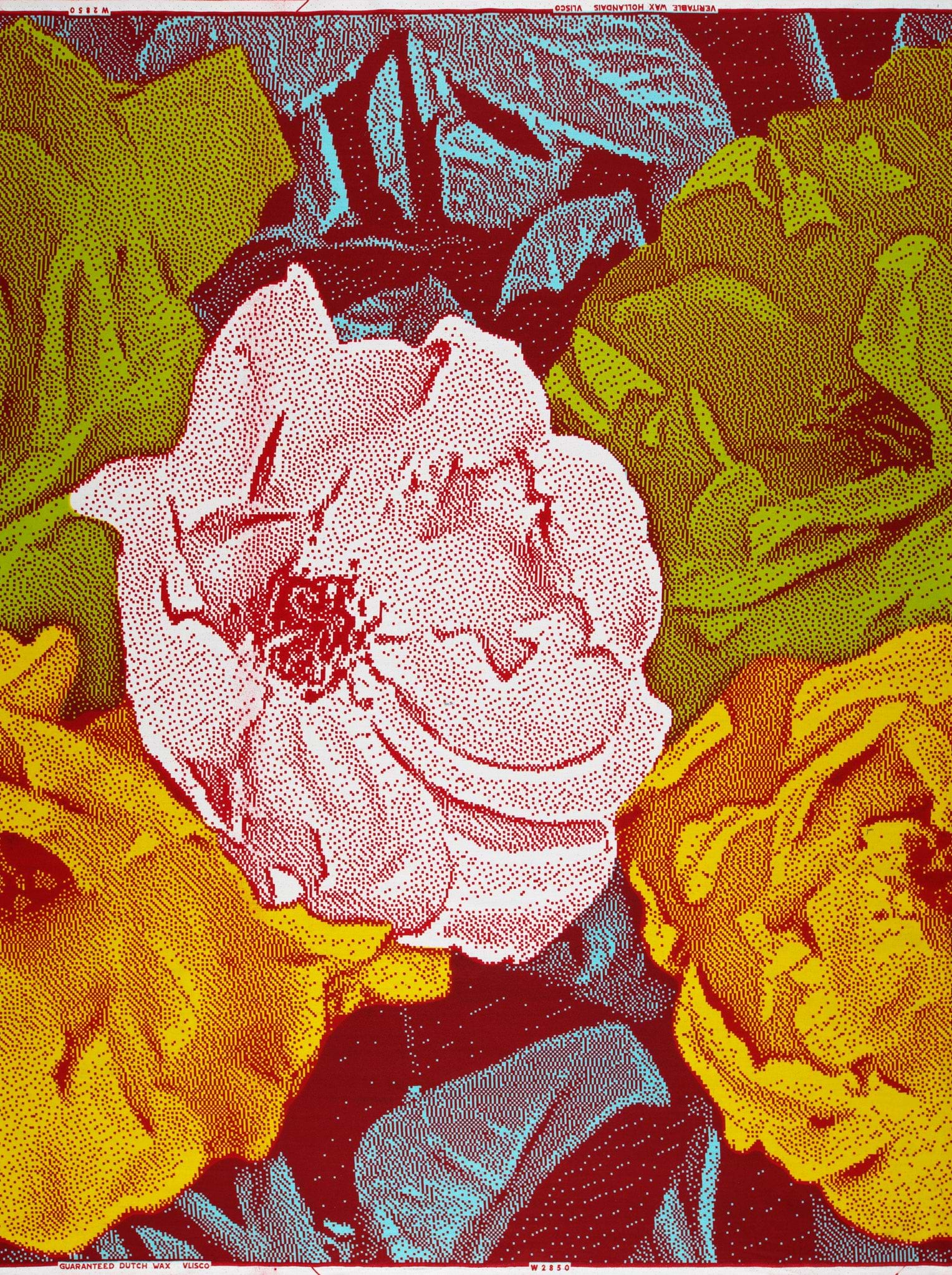 Vibrant stylized pink rose dotted wax hollandais vlw2850.001