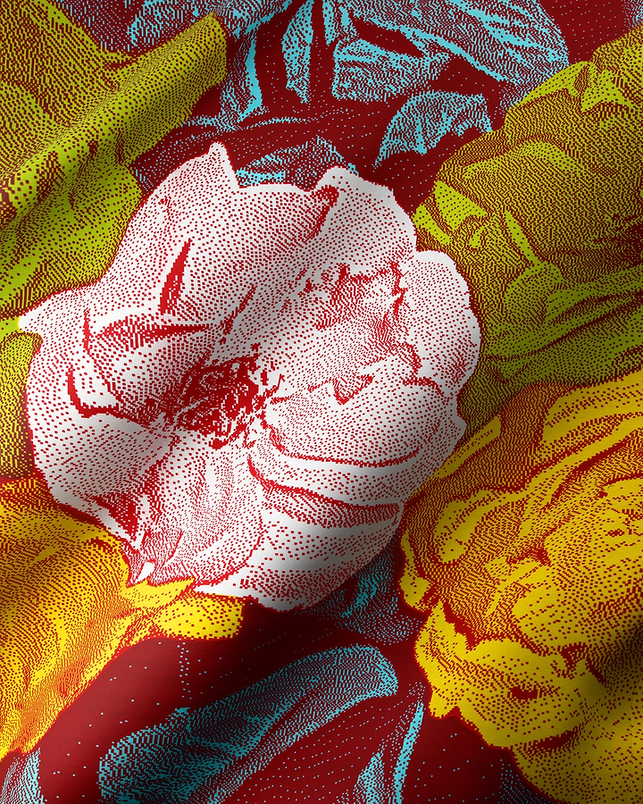 Vibrant stylized floral fabric prominent wax hollandais vlw2850.001