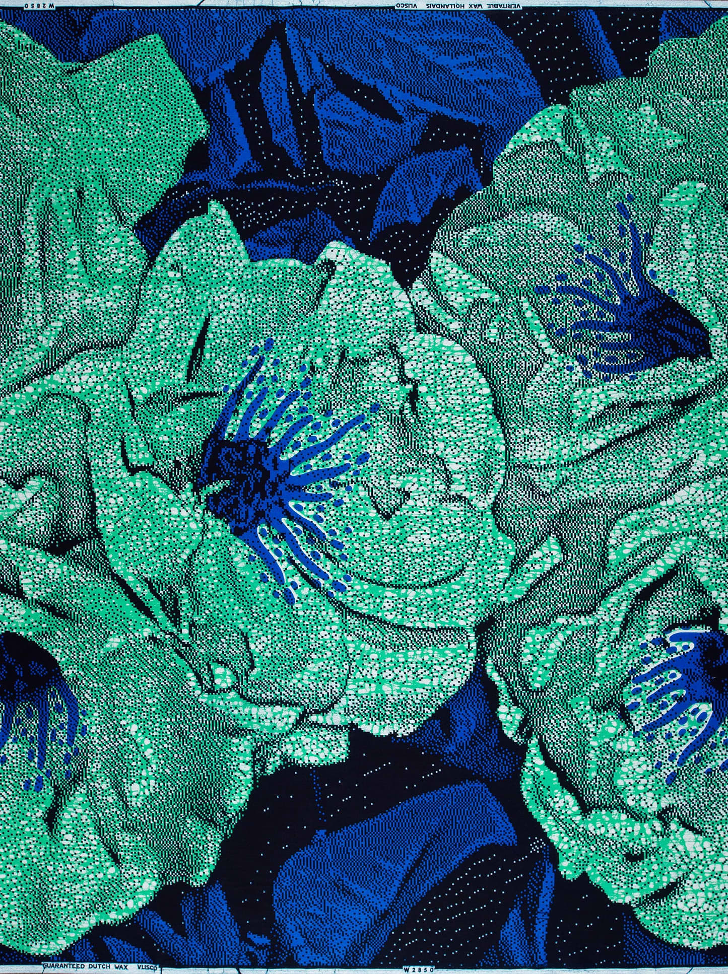 Vibrant green blue floral fabric wax hollandais vlw2850.003