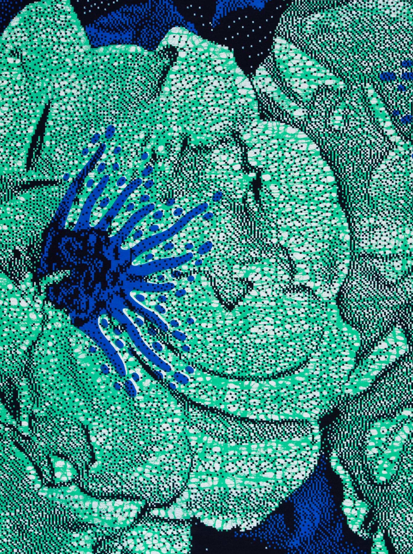 Vibrant teal blue floral pattern wax hollandais vlw2850.003