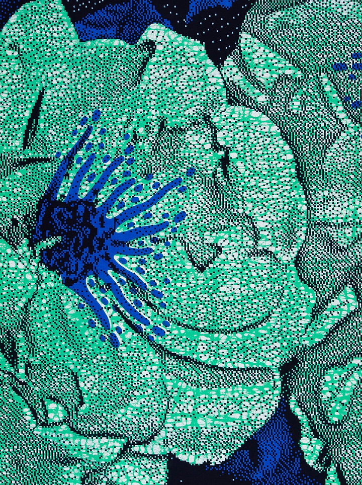 Vibrant teal blue floral pattern wax hollandais vlw2850.003