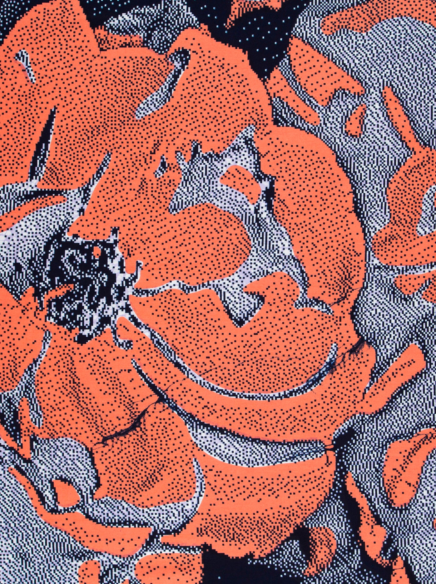 Vibrant orange gray floral patterned wax hollandais vlw2850.005