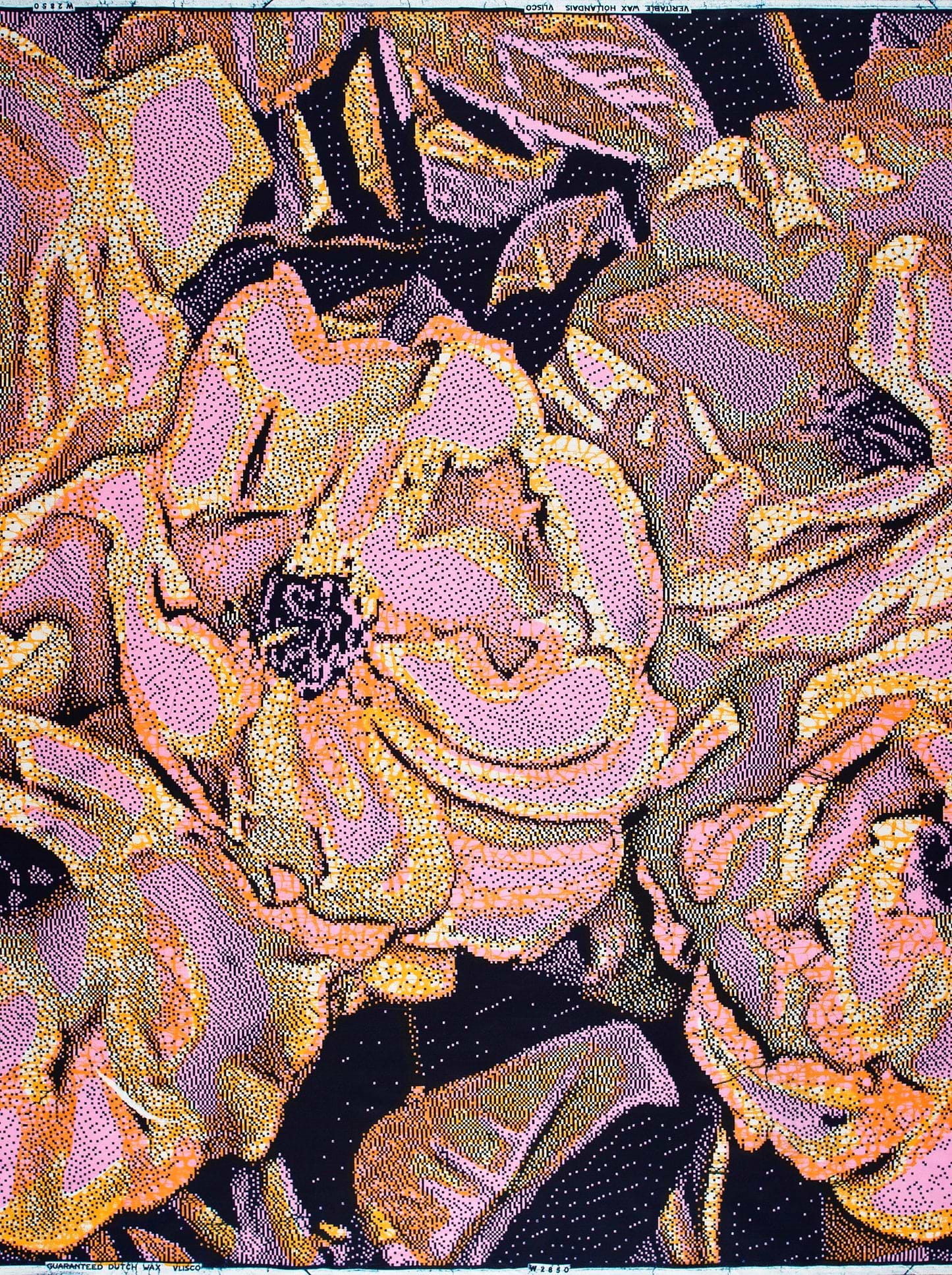 Vibrant stylized floral pattern pink wax hollandais vlw2850.007