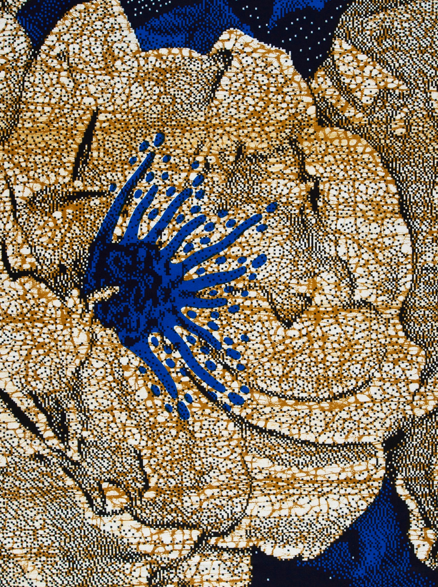 Textured fabric stylized flower golden-brown wax hollandais vlw2850.008