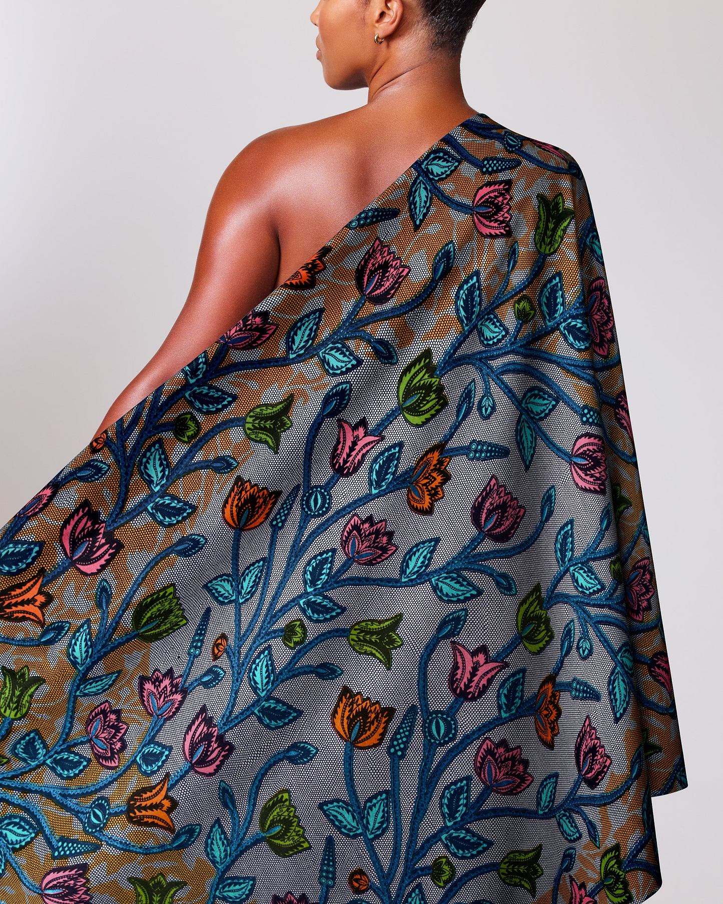 Vibrant one-shoulder wrap dress bold satin royal vlw2895.008