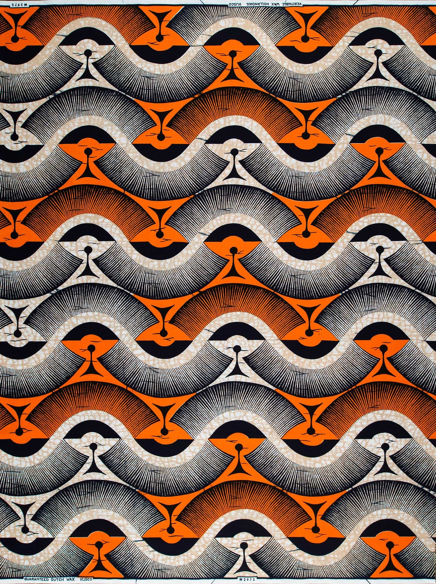 Vibrant orange black white geometric wax hollandais vlw2975.003