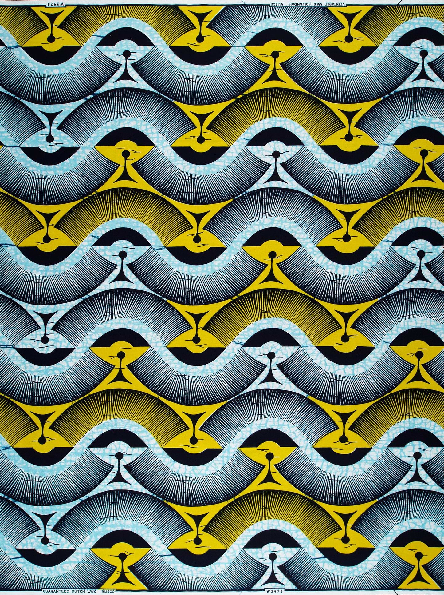 Vibrant yellow black silver geometric wax hollandais vlw2975.004