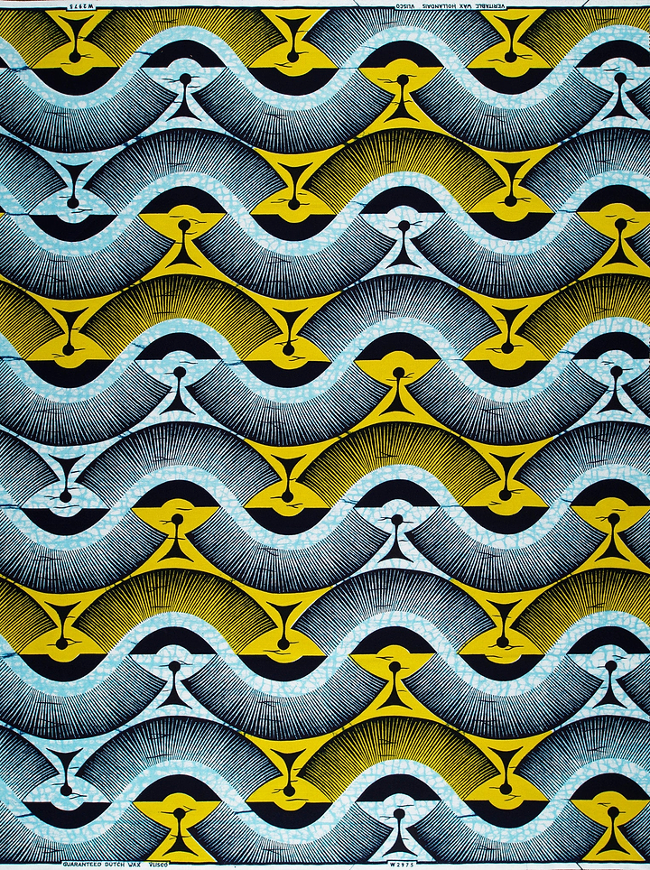 Vibrant yellow black silver geometric wax hollandais vlw2975.004