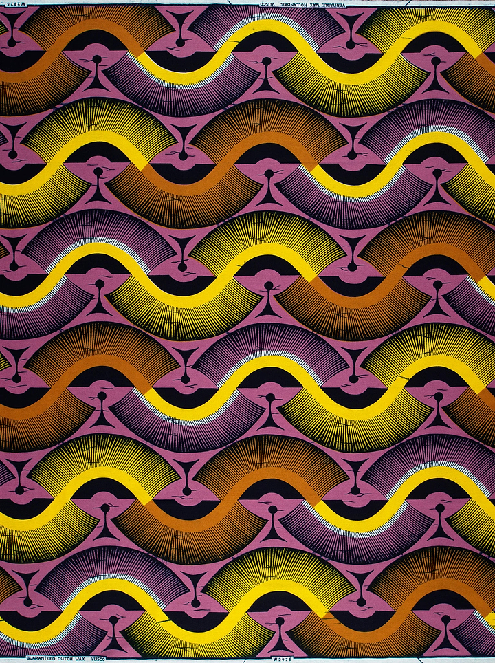 Vibrant purple yellow wavy patterned wax hollandais vlw2975.006