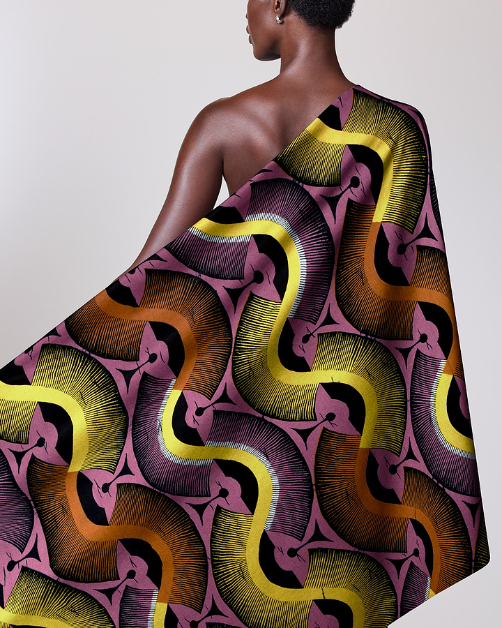 Vibrant one-shoulder wrap dress bold wax hollandais vlw2975.006