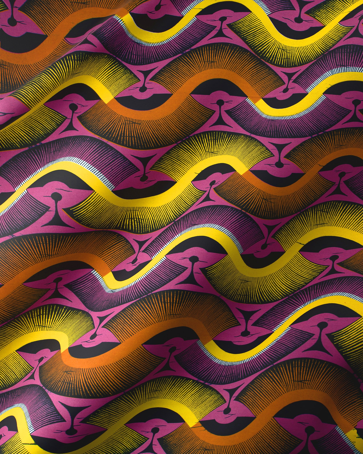 Vibrant purple yellow wavy patterned wax hollandais vlw2975.006