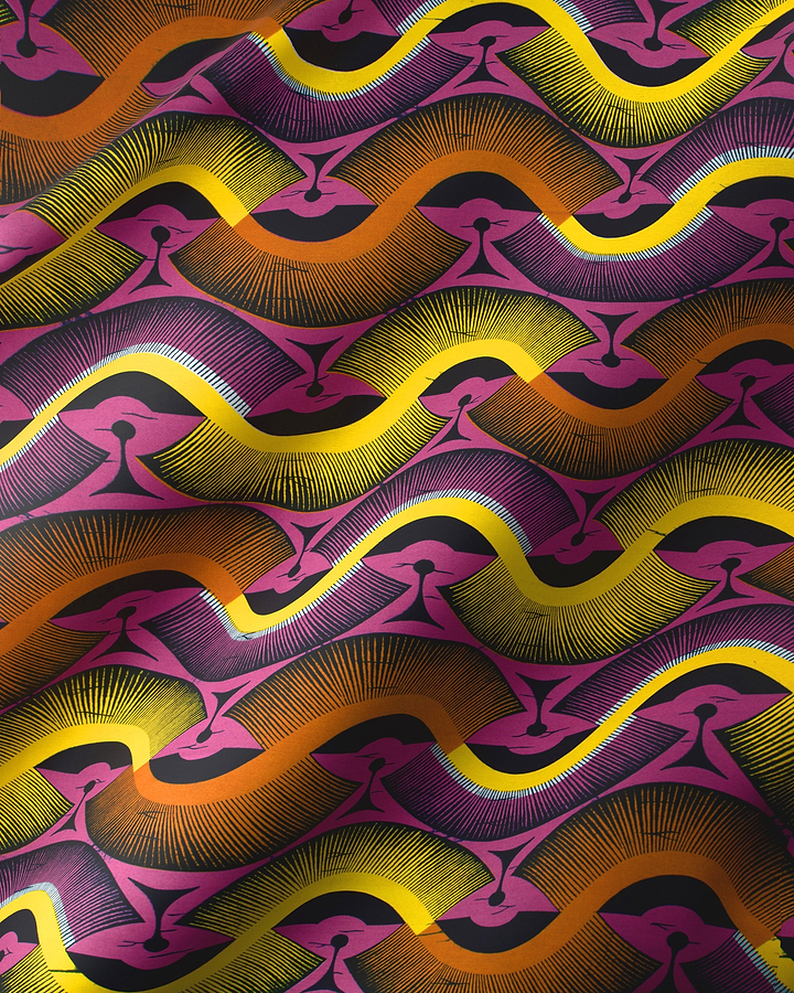 Vibrant purple yellow wavy patterned wax hollandais vlw2975.006