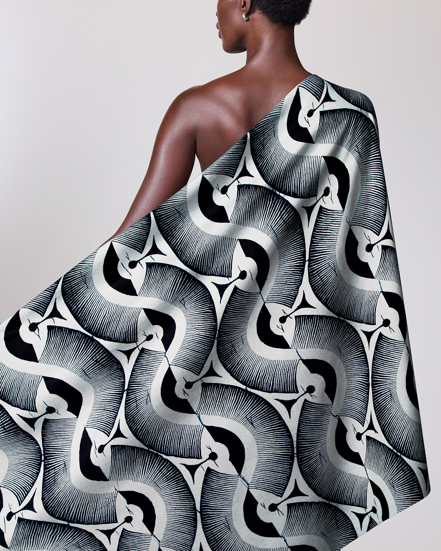 Black white silver abstract patterned wax hollandais vlw2975.013