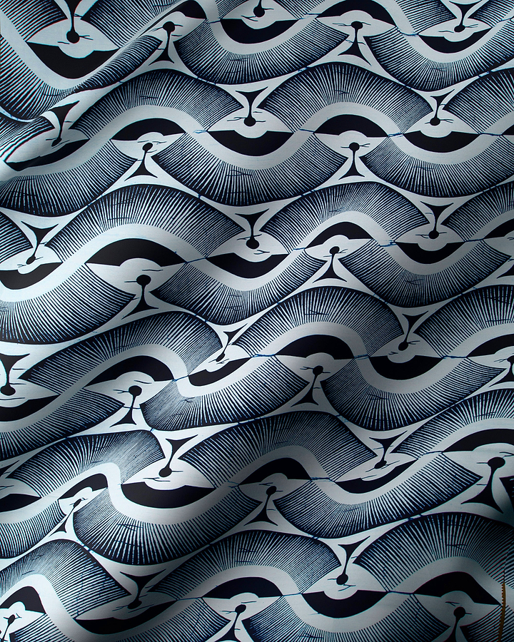 Fabric features bold pattern stylized wax hollandais vlw2975.013