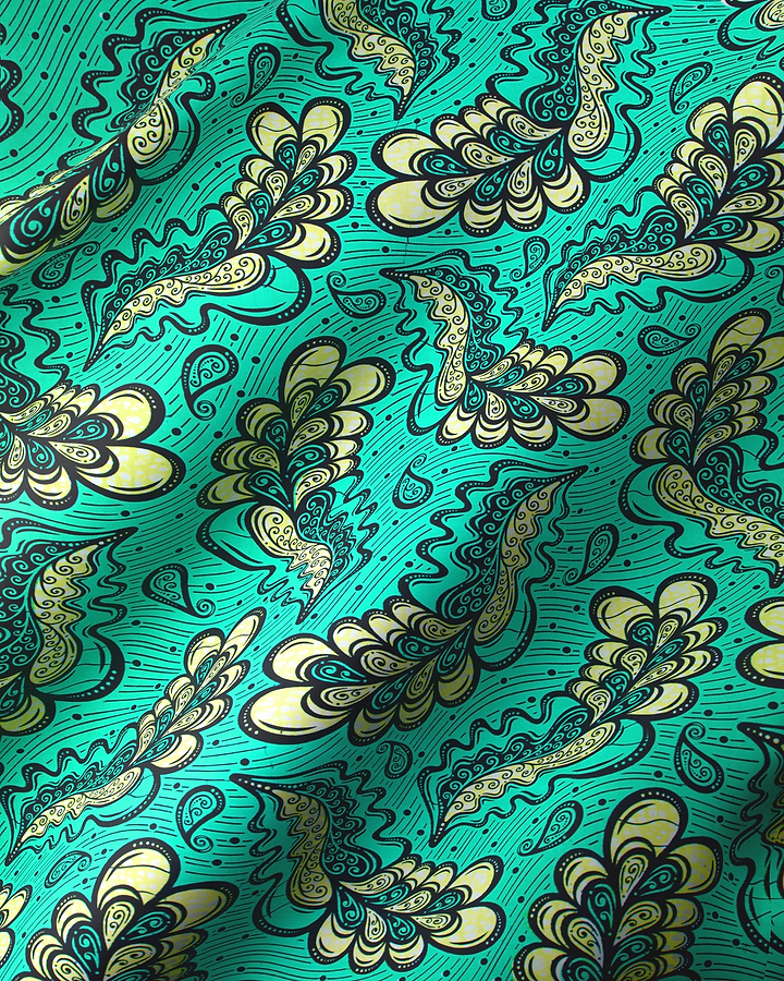 Vibrant teal fabric adorned intricate wax hollandais vlw3067.012