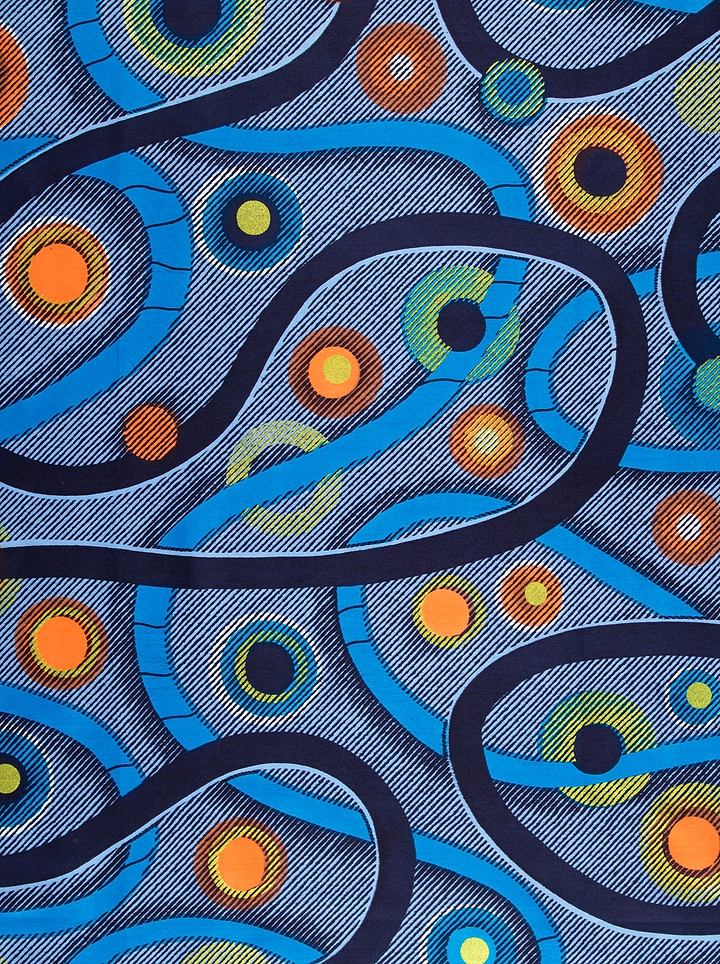 Blue fabric vibrant abstract pattern satin royal vlw3211.001