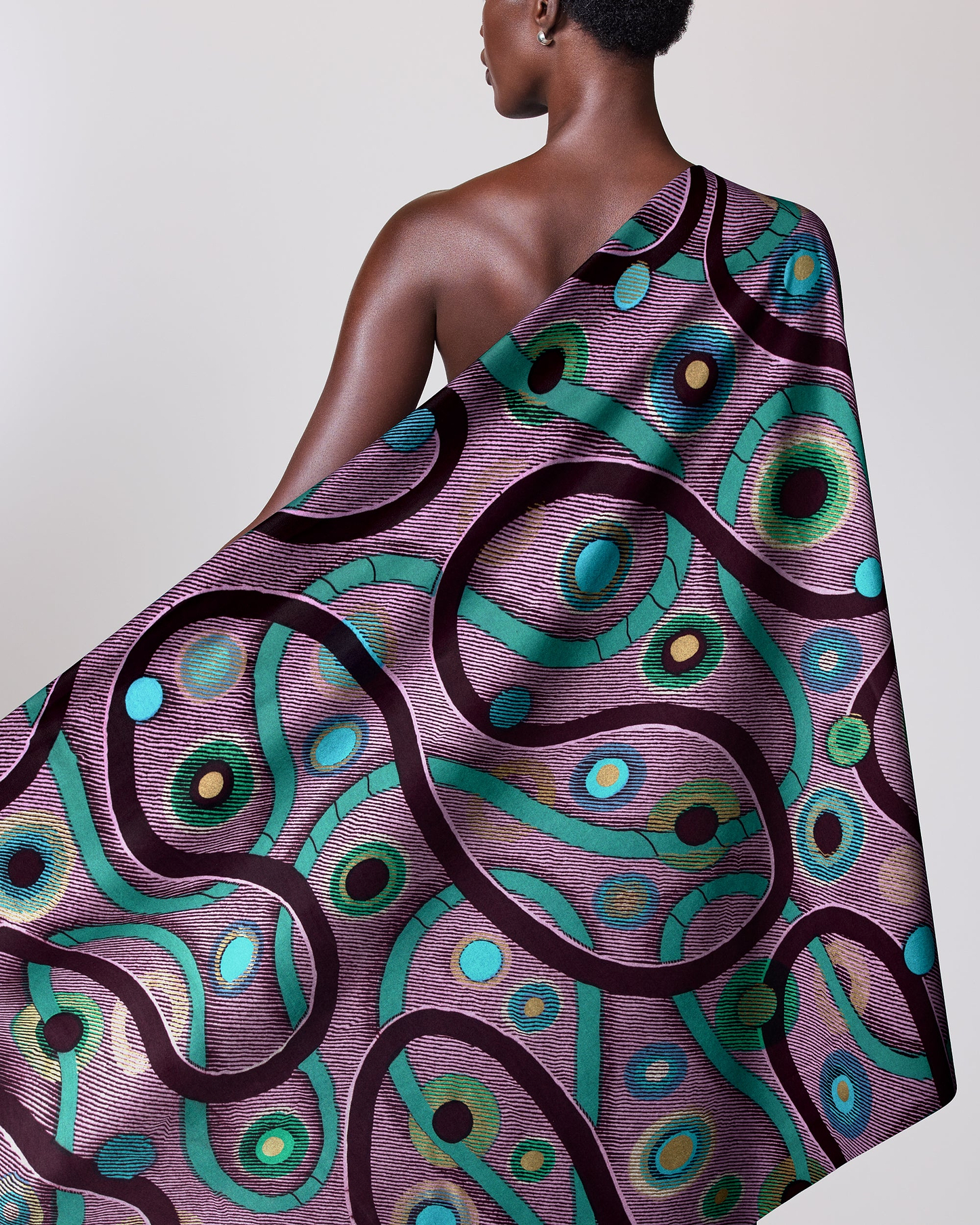 Vibrant purple teal patterned fabric satin royal vlw3211.003
