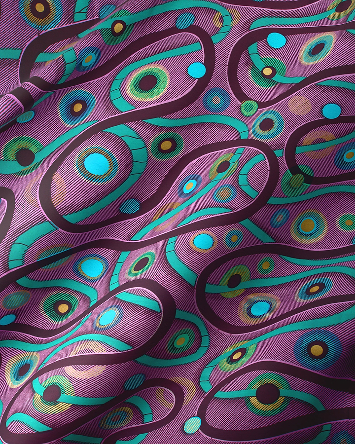 Purple silk scarf vibrant peacock satin royal vlw3211.003