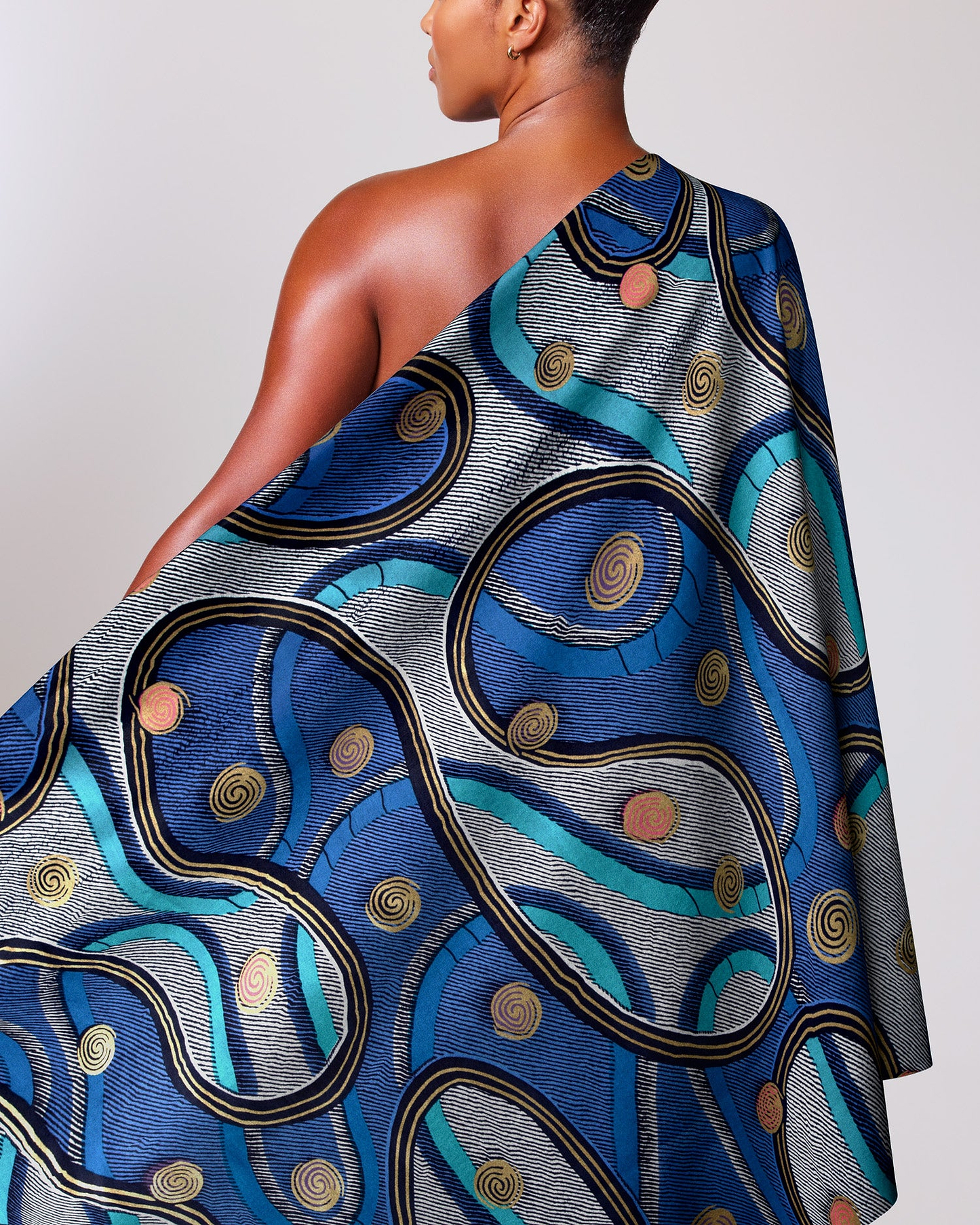 Vibrant blue silver teal patterned satin royal vlw3211.004