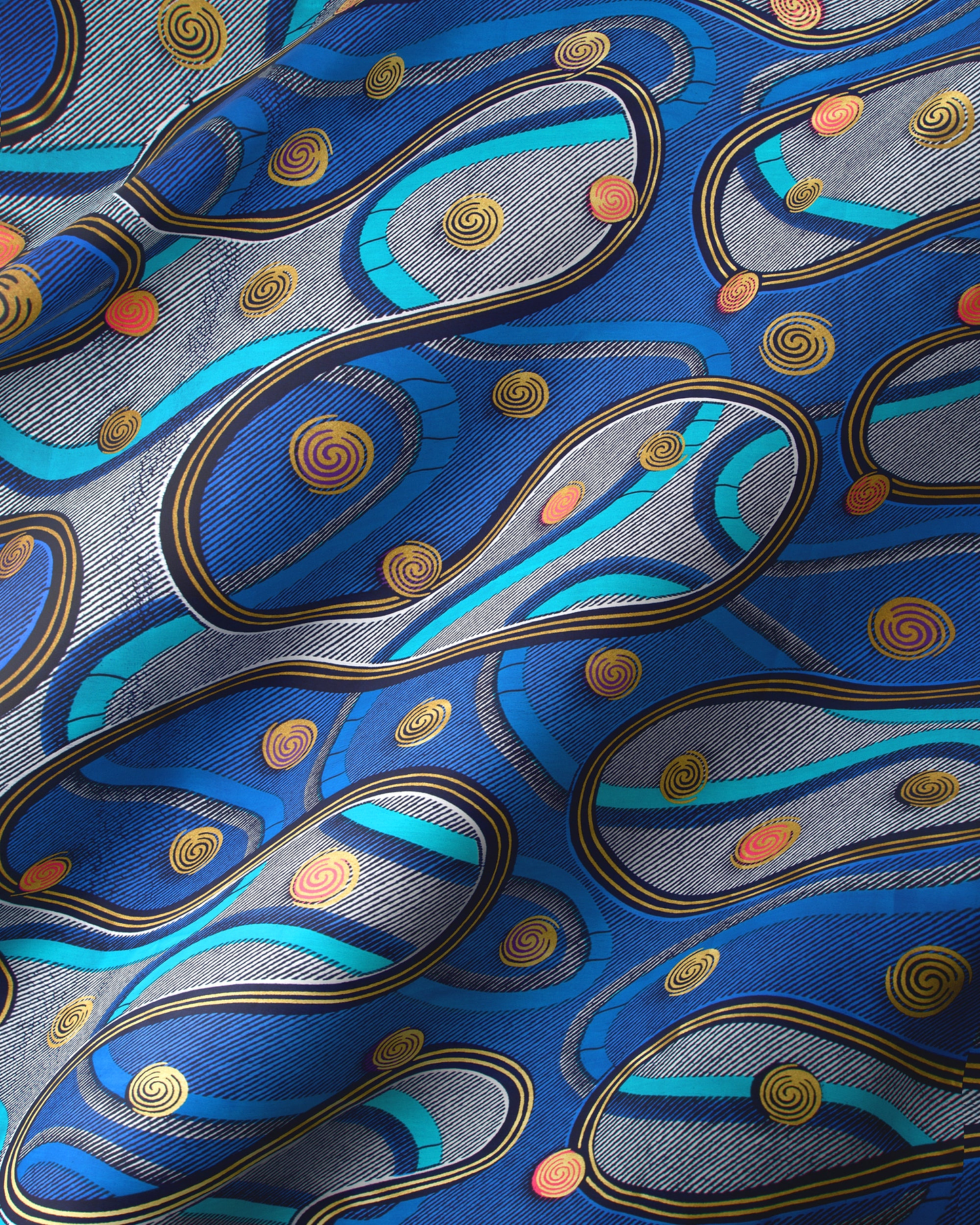 Vibrant blue silk scarf intricate satin royal vlw3211.004