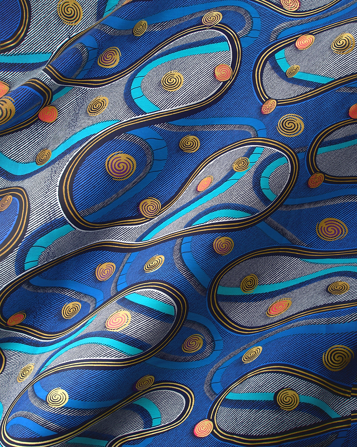 Vibrant blue silk scarf intricate satin royal vlw3211.004