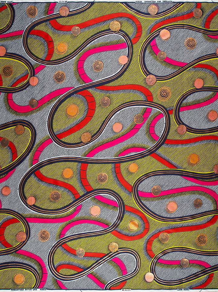 Vibrant abstract-patterned fabric red pink satin royal vlw3211.005