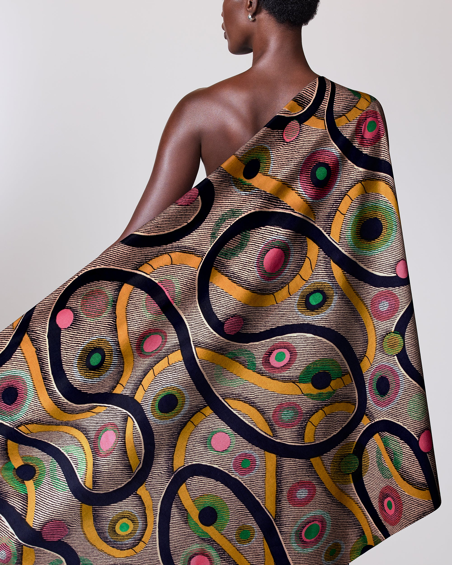 Vibrant one-shoulder wrap dress bold satin royal vlw3211.006