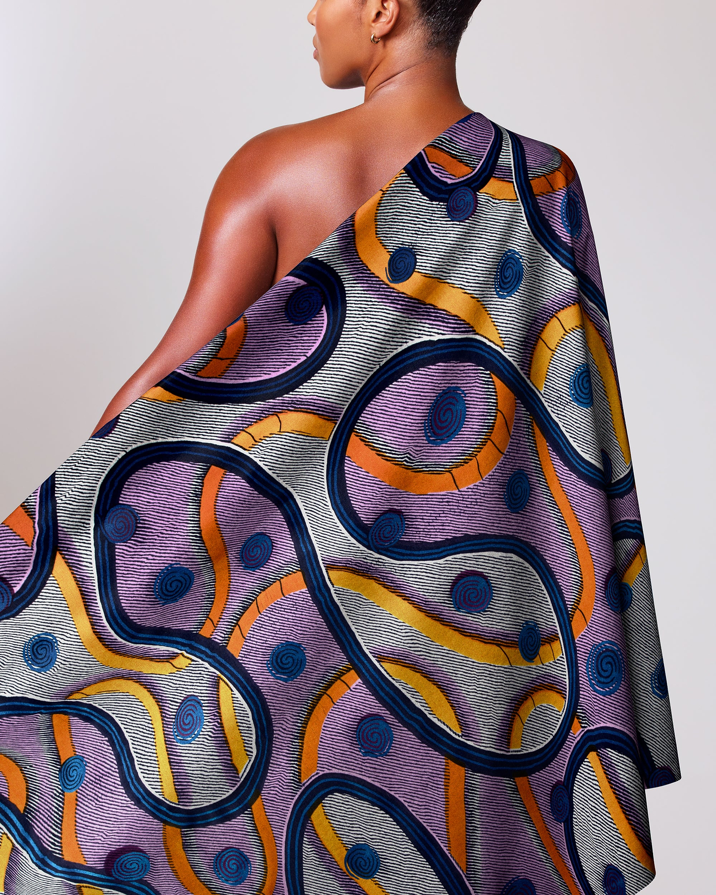 Vibrant one-shoulder wrap dress bold satin royal vlw3211.007