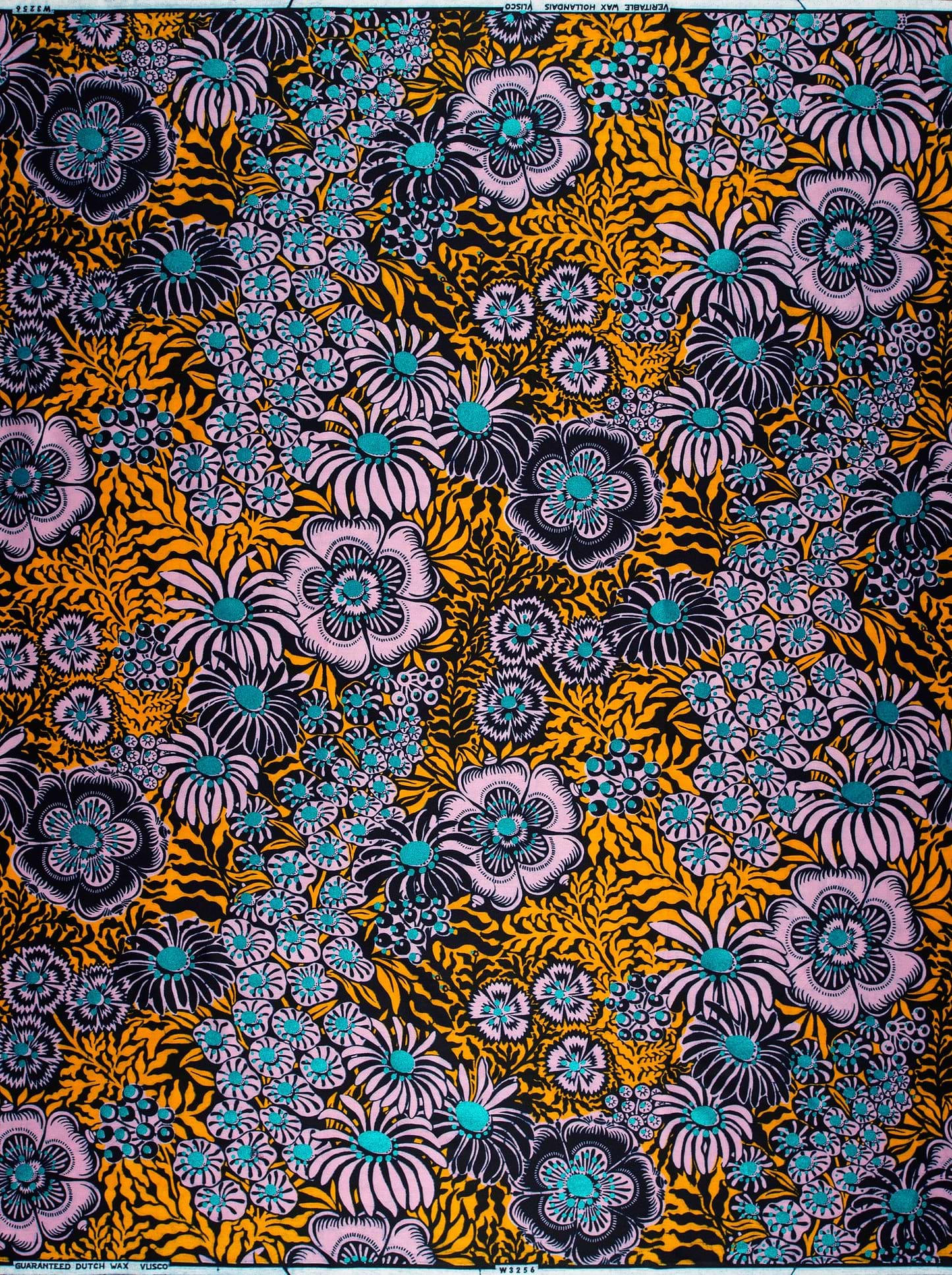Vibrant orange fabric dense colorful wax hollandais vlw3256.016