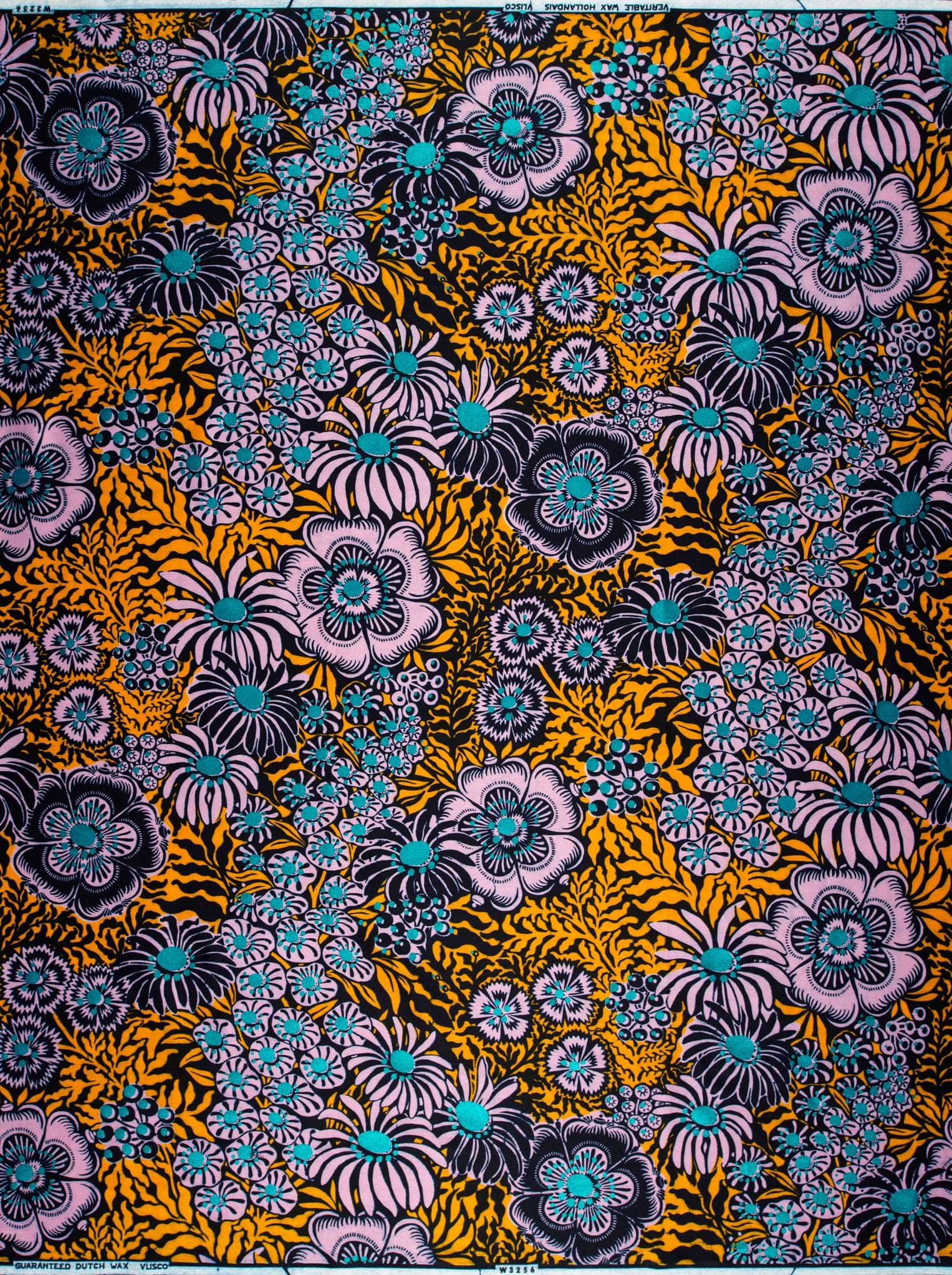 Vibrant orange fabric dense colorful wax hollandais vlw3256.016