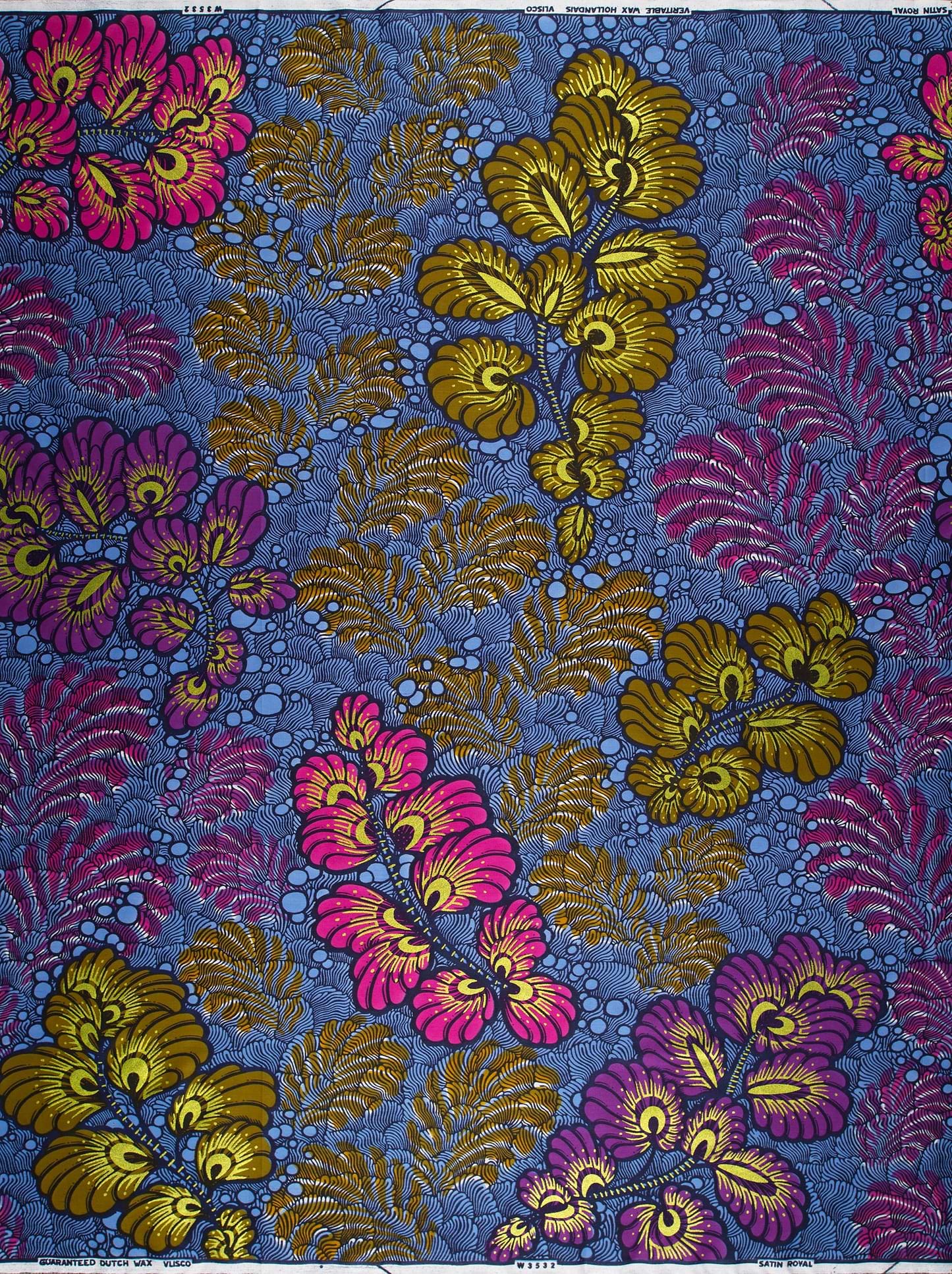 Vibrant african print fabric bold satin royal vlw3532.003