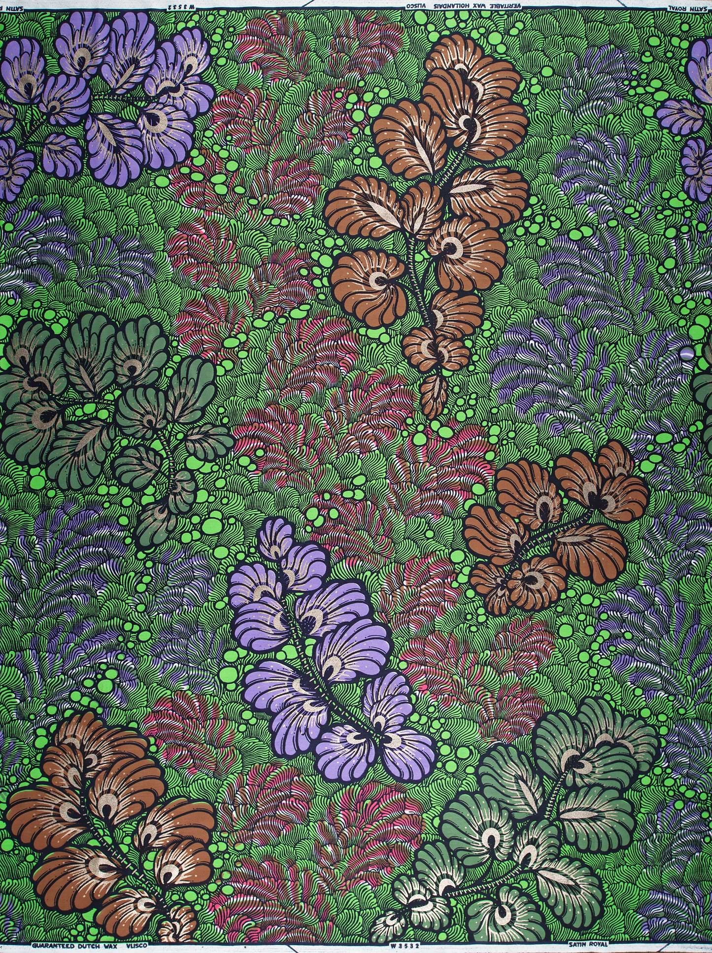 Vibrant green fabric bold pattern satin royal vlw3532.004