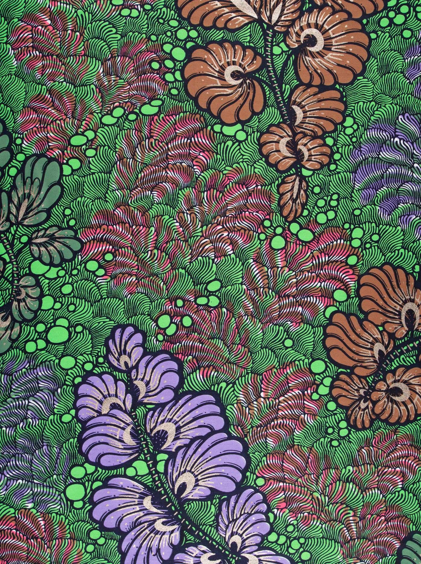Vibrant psychedelic floral fabric bold satin royal vlw3532.004