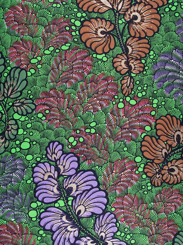 Vibrant psychedelic floral fabric bold satin royal vlw3532.004