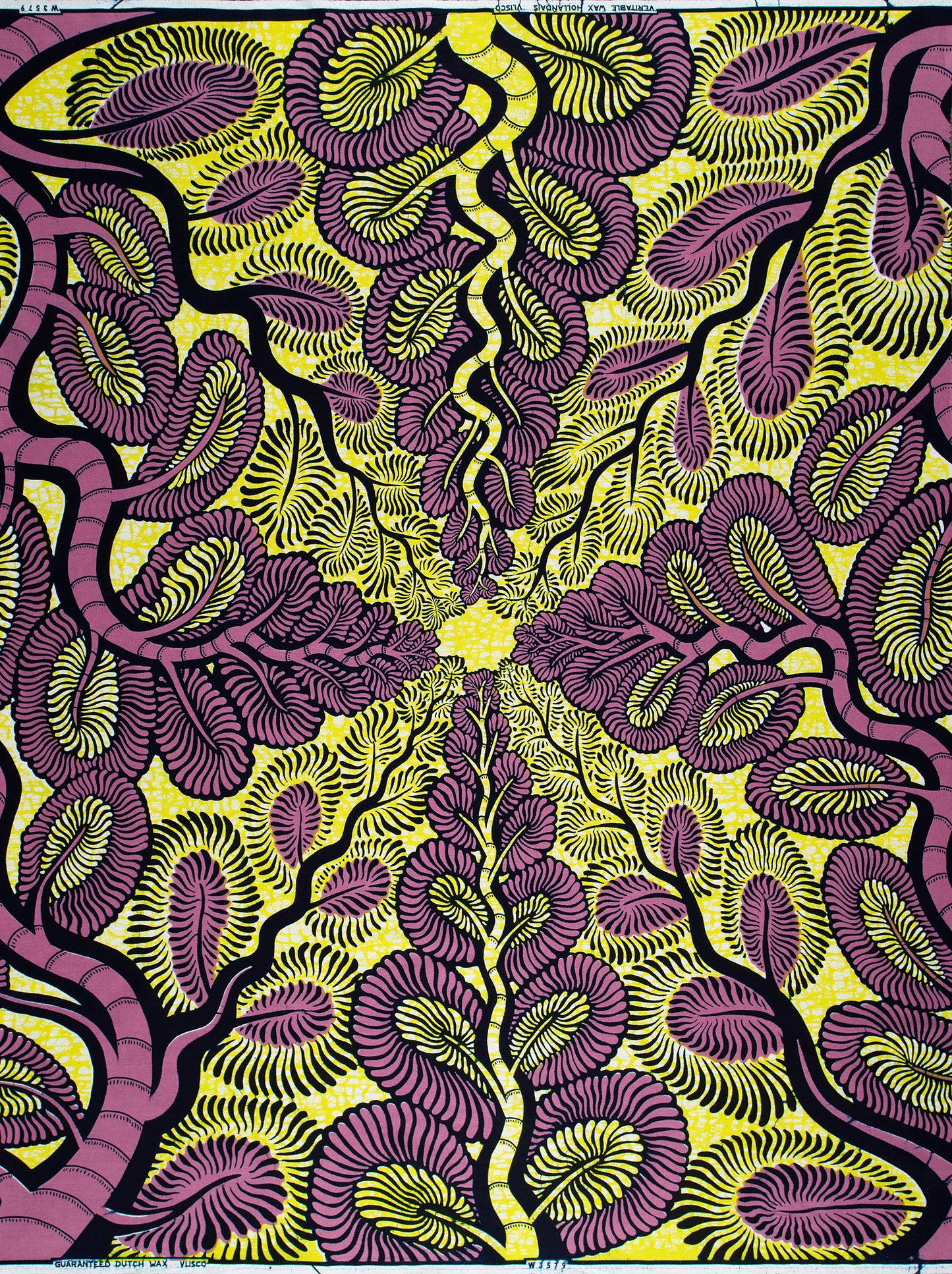 Vibrant purple yellow patterned fabric wax hollandais vlw3579.001