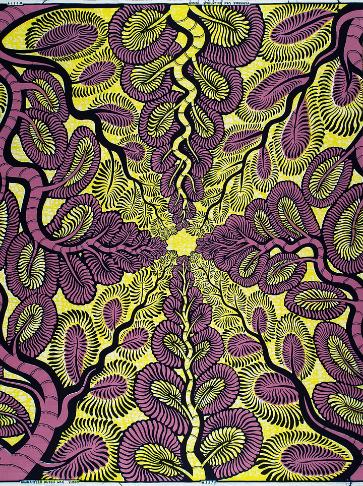 Vibrant purple yellow patterned fabric wax hollandais vlw3579.001