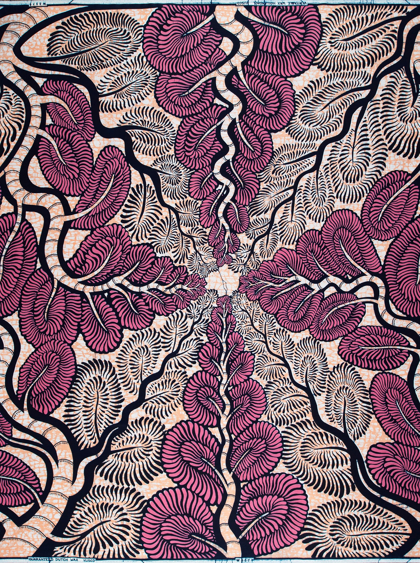 Vibrant purple black leaf-patterned african wax hollandais vlw3579.006