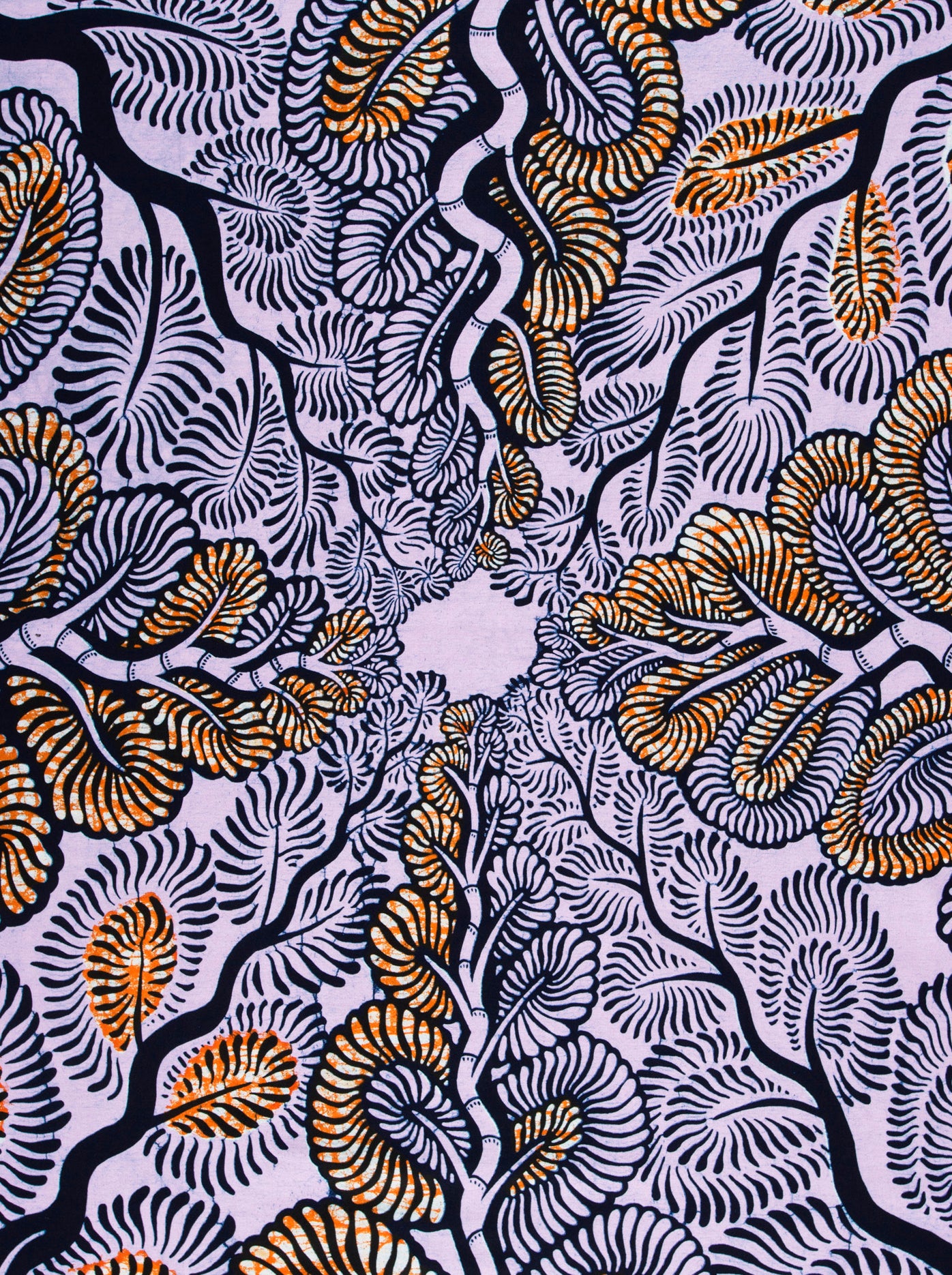 Lavender fabric intricate black gold wax hollandais vlw3579.008