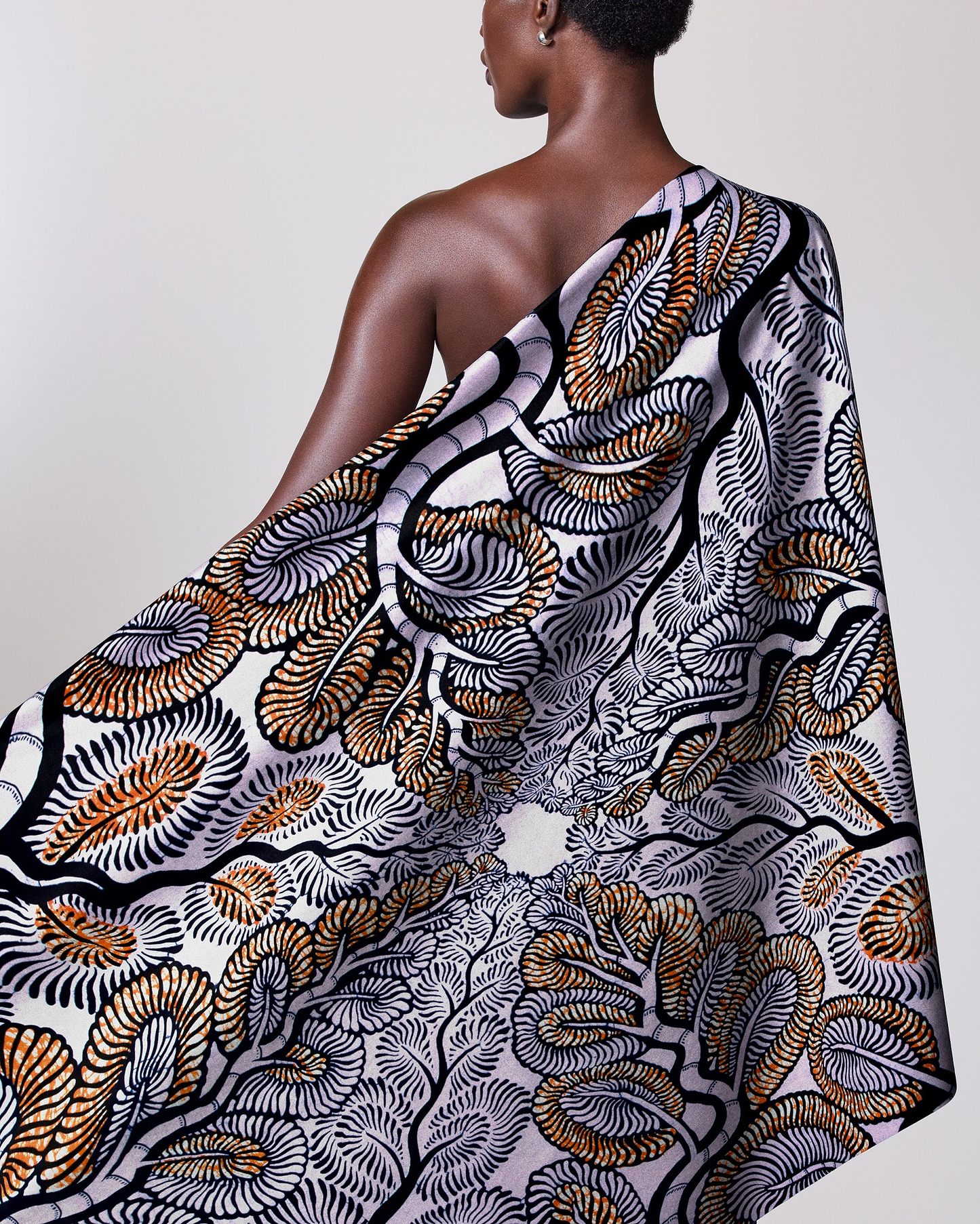 One-shoulder wrap dress bold pattern wax hollandais vlw3579.008
