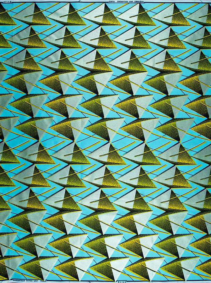 Vibrant turquoise fabric bold geometric wax hollandais vlw4168.020