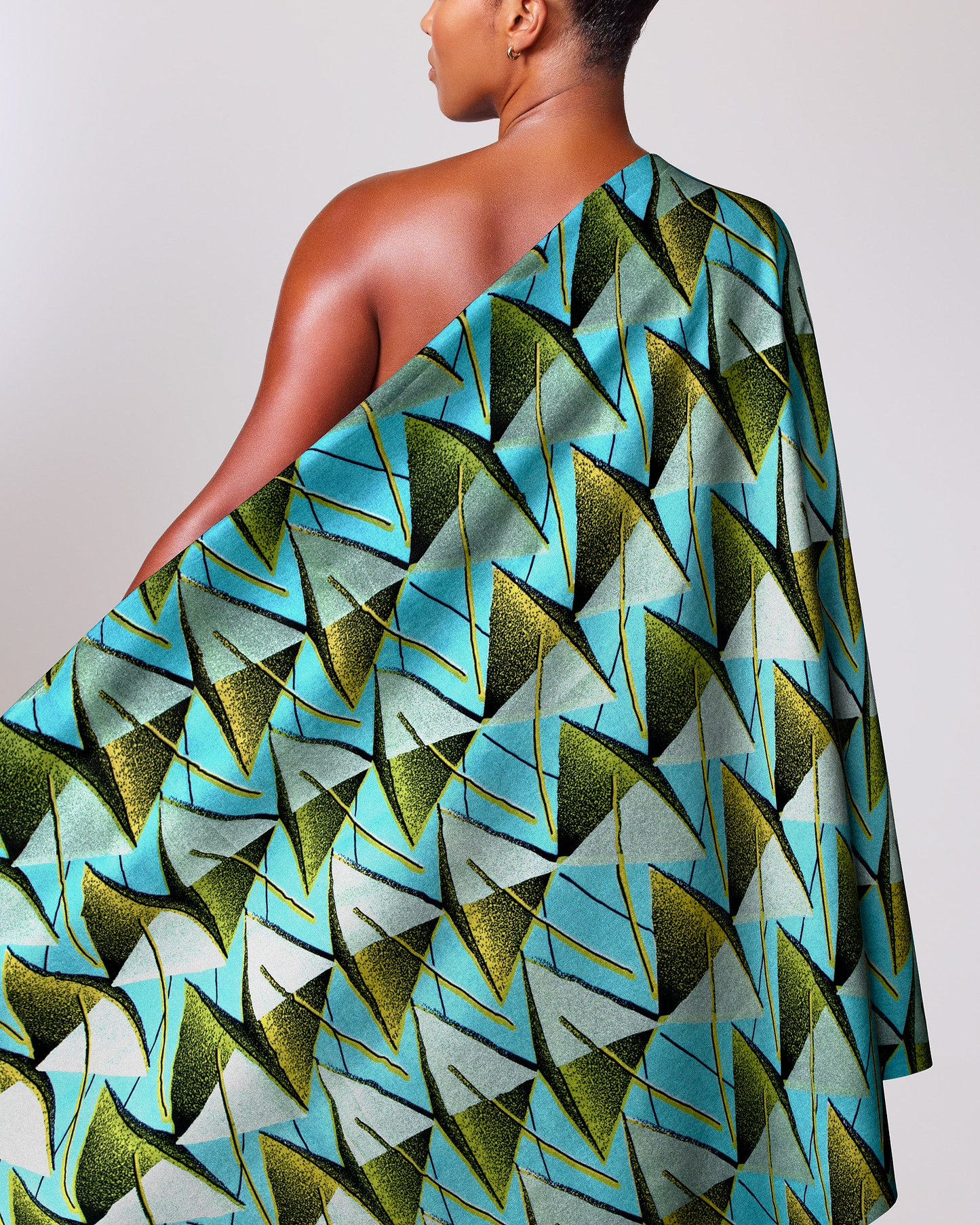 Vibrant turquoise olive green geometric-patterned wax hollandais vlw4168.020