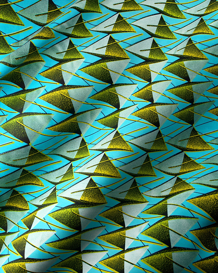 Vibrant turquoise fabric bold geometric wax hollandais vlw4168.020