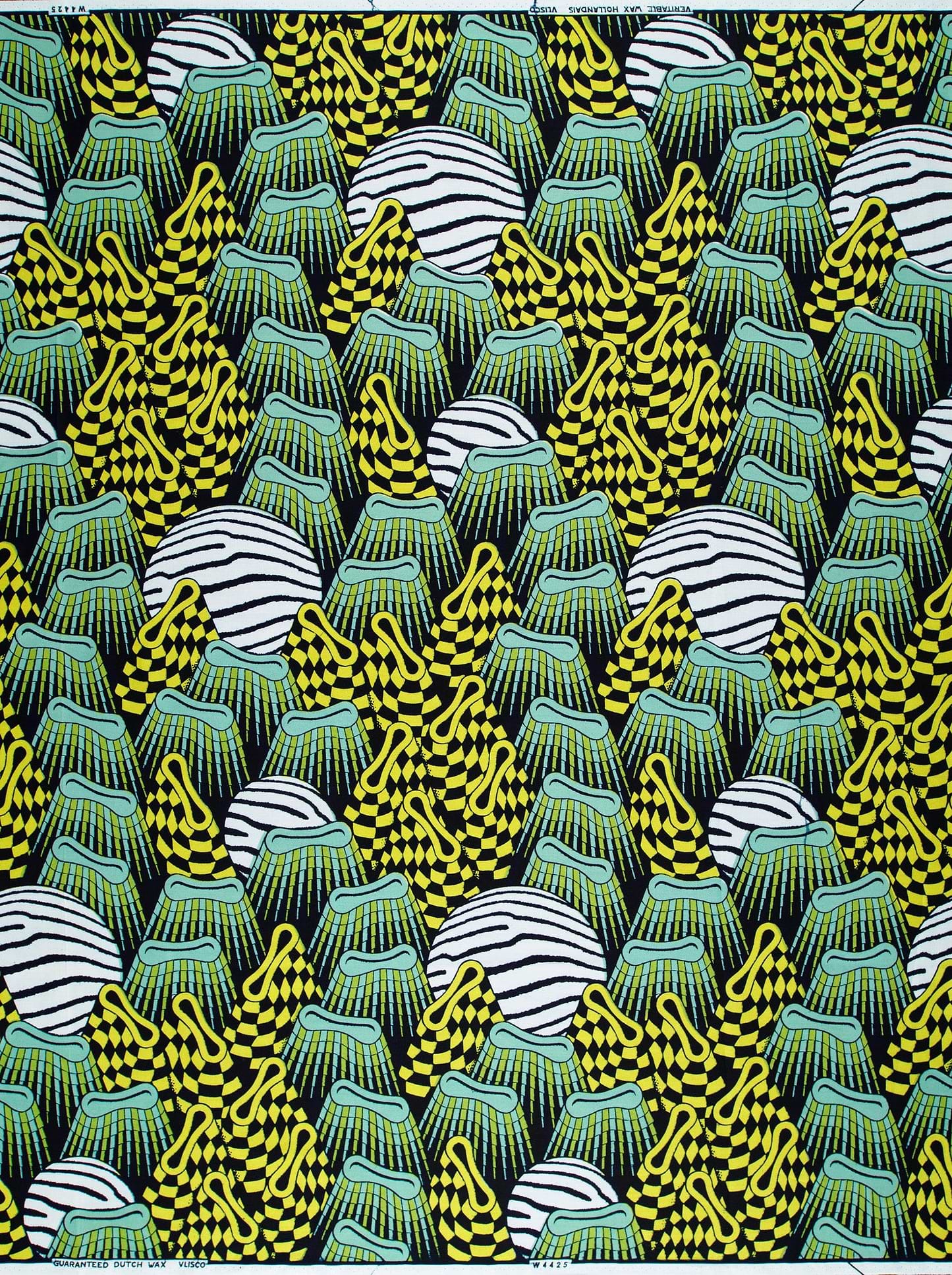 Vibrant green yellow black patterned wax hollandais vlw4425.020
