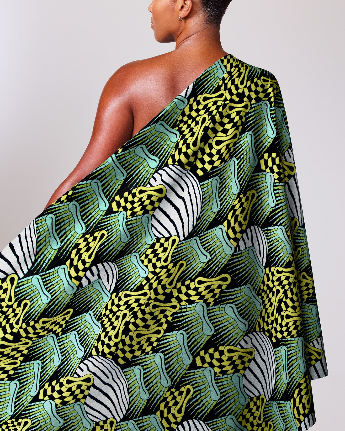 Vibrant green black white patterned wax hollandais vlw4425.020
