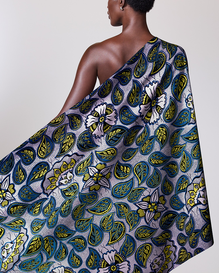 Vibrant one-shoulder wrap dress bold wax hollandais vlw4450.017