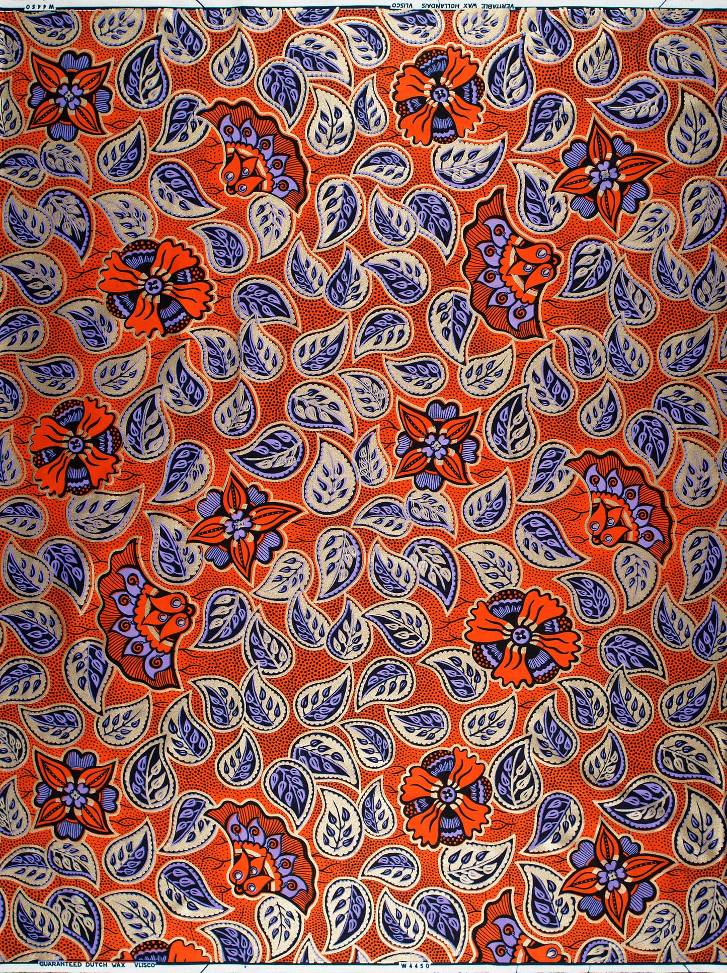 Vibrant orange fabric pattern bold wax hollandais vlw4450.018