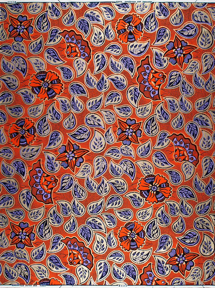 Vibrant orange fabric pattern bold wax hollandais vlw4450.018