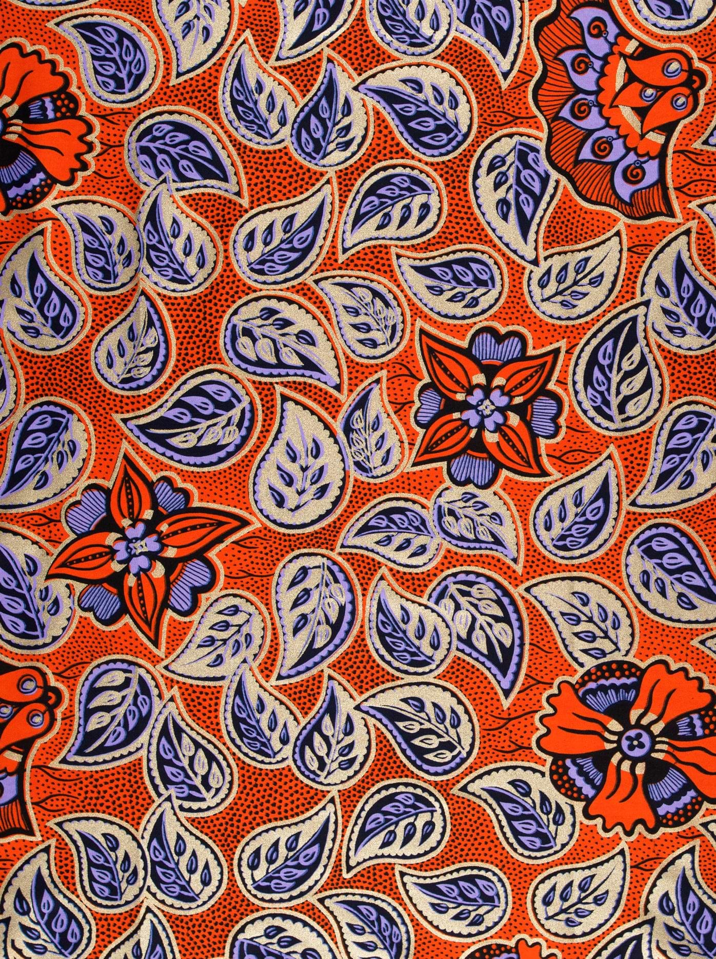 Vibrant orange fabric bold pattern wax hollandais vlw4450.018