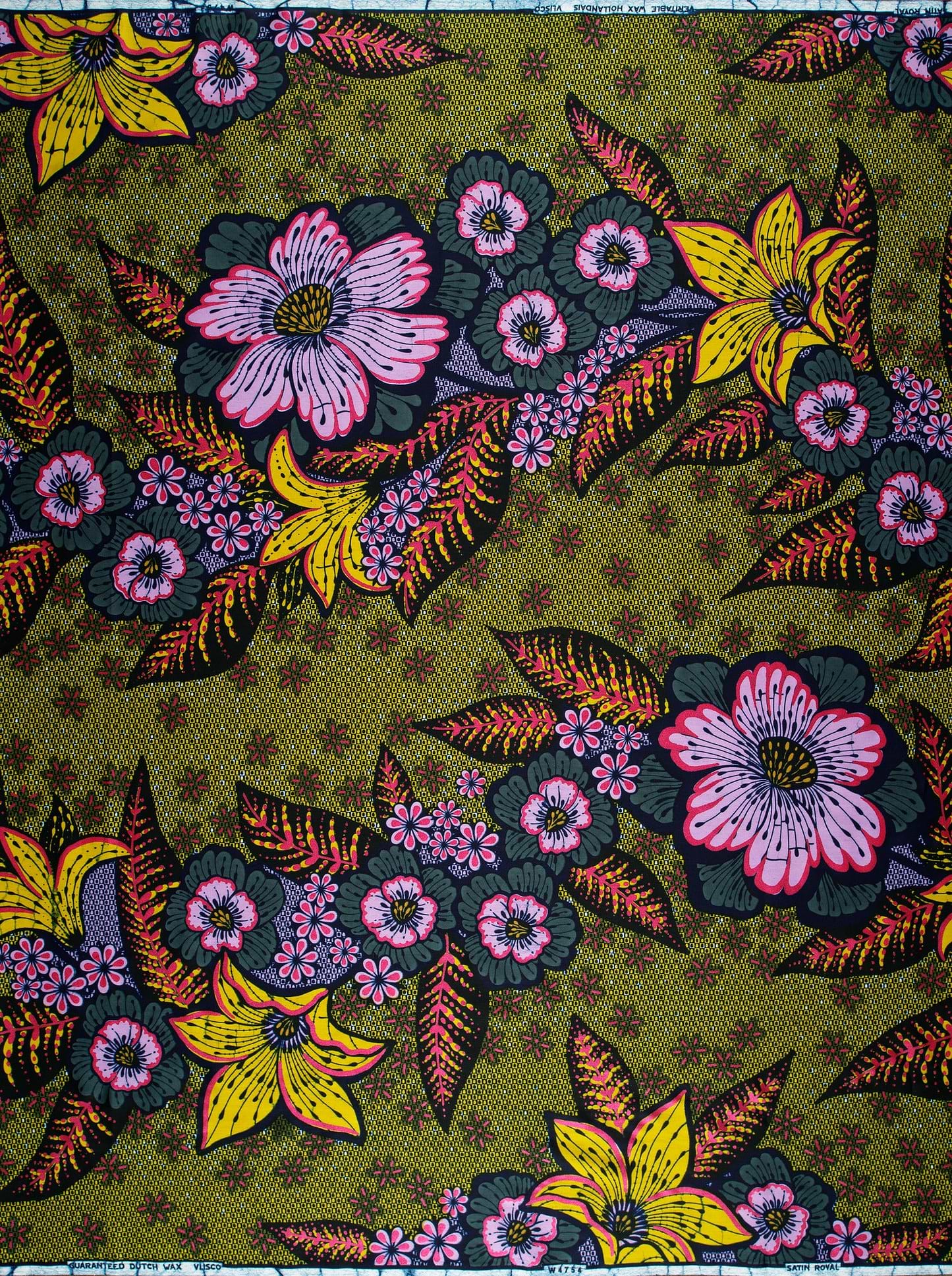Vibrant floral fabric bold pink satin royal vlw4754.001